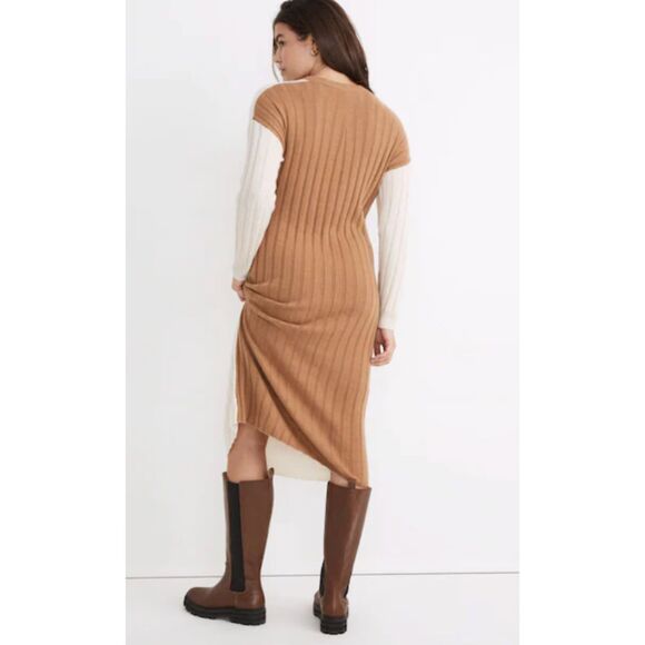 Madewell Womens (Re)sourced Ribbed Midi Sweater Dress Size Medium Antique Cream - Picture 10 of 16